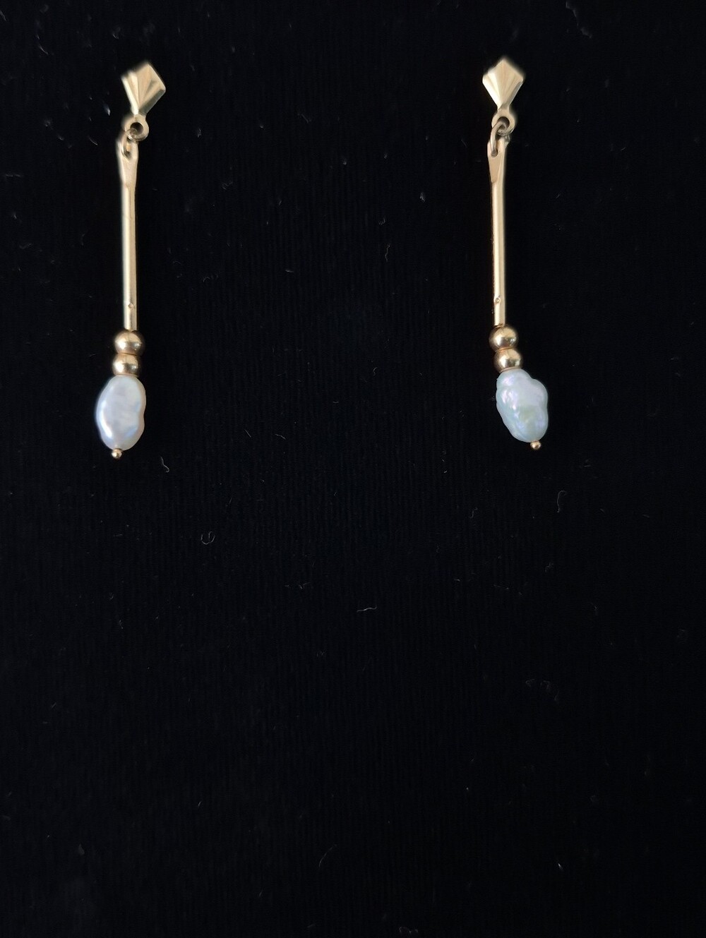 10k Baroque Pearl Drop Earrings - Picture 4 of 4
